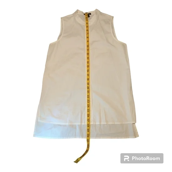 Eileen Fisher Mandarin Long Lawn Shirt Petite Small sp off White Cream Stretch - Picture 1 of 8